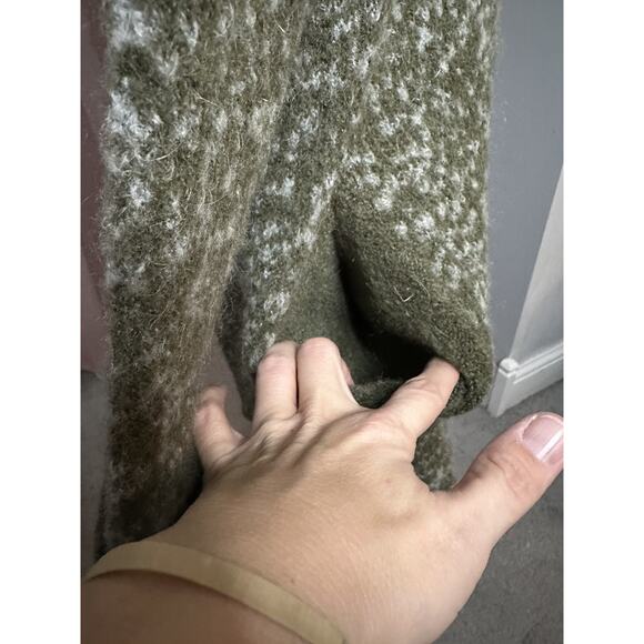 EUC MIA MAI Long Open Cardigan Olive Green Italy Mohair Wool Blend Sz Medium - Picture 6 of 10